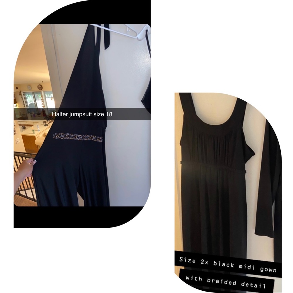 Size 18 black MIDI dress and halter jumpsuit
